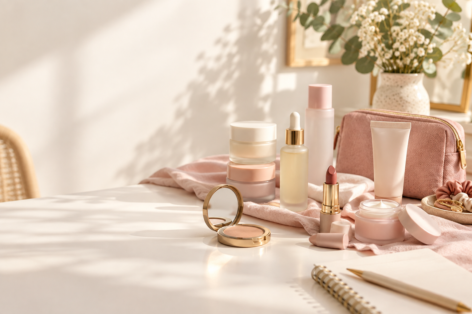 Skincare and makeup selection